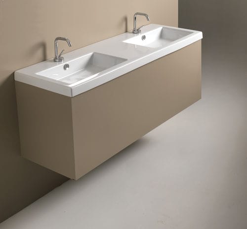 Встраиваемая раковина - CANGAS: CAN06011/CAN04011 - CERAMICA TECLA - из керамики / со встроенной столешницей / двойная