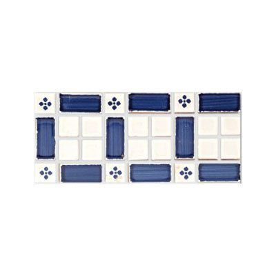 Мозаика из керамики - BIANCO VIETRI - PENNELLATO BLU - PALMETTA BLU - DE MAIO FRANCESCO - для интерьера / настенная / прямоугольная