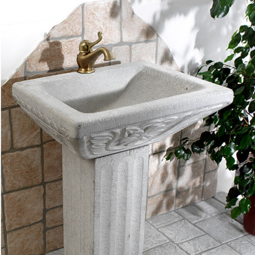Раковина на ножке - MAESTRI SCULTORI E SCALPELLINI - ECO CERAMICA - из натурального камня / прямоугольная / классическая