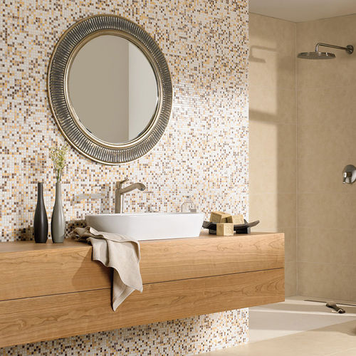 Мозаика из керамогранита - KAURI : SAND-BEIGE MIX - JASBA MOSAIK - глянцевая / для интерьера / для ванной комнаты