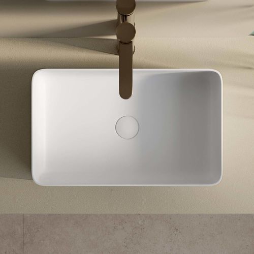 Настольная раковина - KIVU - ACQUABELLA - из Solid Surface / прямоугольная / без отверстия