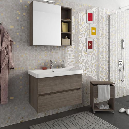 Подвесная тумба под умывальник - SOHO S1 - LEGNOBAGNO - из дуба / из керамики / современная