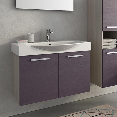 Подвесная тумба под умывальник - MANATTHAN M7 - LEGNOBAGNO - из дуба / из керамики / современная