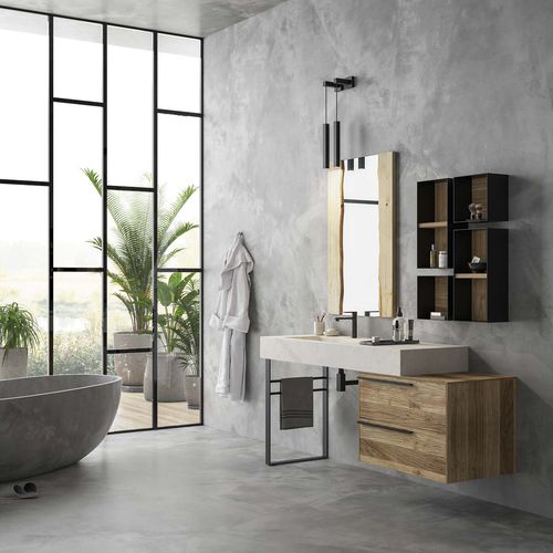 Подвесная тумба под умывальник - LIFE 10 - LEGNOBAGNO - из дерева / современная / без дверцы