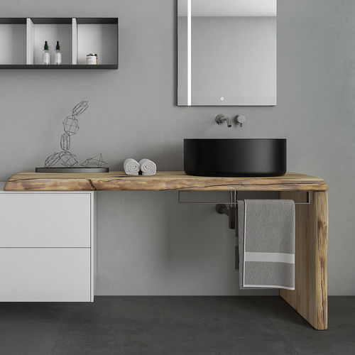 Столешница для раковины из дерева - LIFE 14 - LEGNOBAGNO - из керамики / со встроенными полотенцесушителями