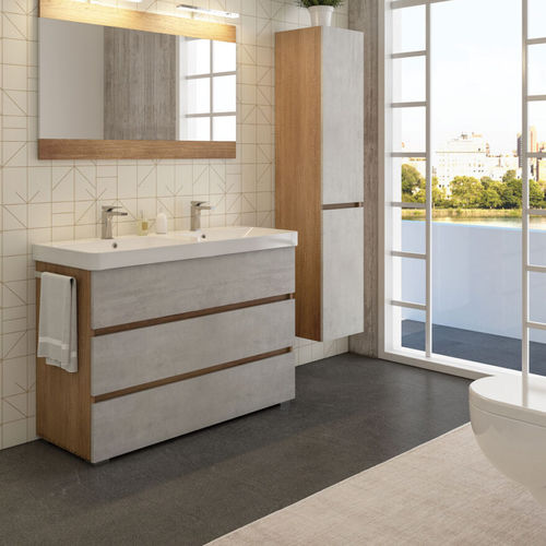 Двойная тумба под умывальник - SOHO S35 - LEGNOBAGNO - напольная / из дерева / из керамики