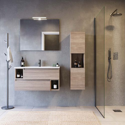 Подвесная тумба под умывальник - CITY 01 - LEGNOBAGNO - из дерева / из полимера / из ПВХ