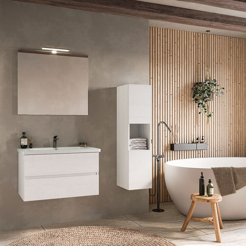 Тумба под умывальник из дерева - SOFT 03 - LEGNOBAGNO - подвесная / из керамики / из ПВХ