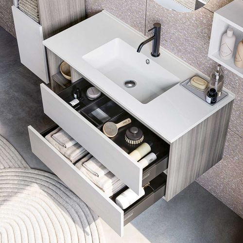 Подвесная тумба под умывальник - CUBIK 02 - LEGNOBAGNO - из эвкалипта / из полимера / современная