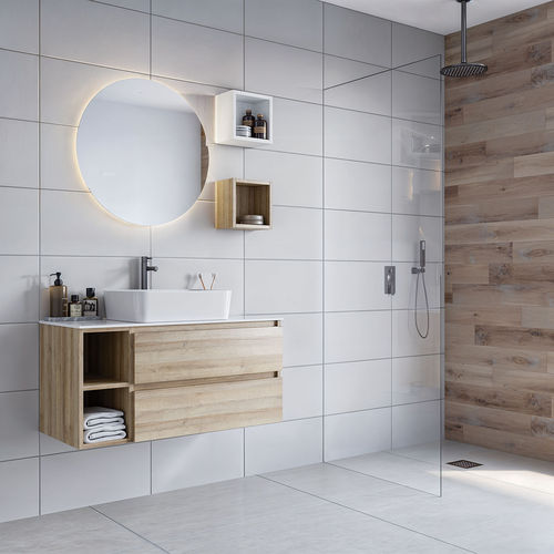Подвесная тумба под умывальник - Cubik 05 - LEGNOBAGNO - из дуба / из керамики / современная