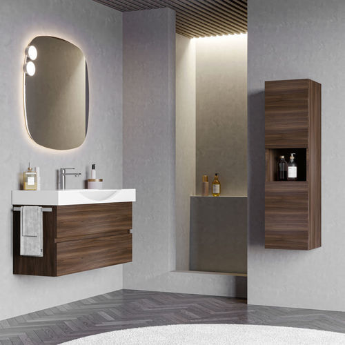 Подвесная тумба под умывальник - MANATTHAN M5 - LEGNOBAGNO - из керамики / современная / с дверью