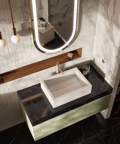 Настольная раковина - QUADRANT - MOMA DESIGN - из Corian® / со встроенной столешницей / на заказ