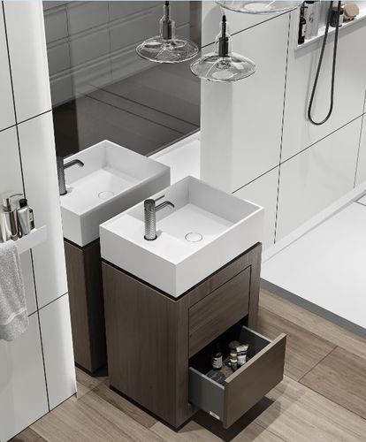 Раковина на ножке - TOWER CUBE - MOMA DESIGN - из Corian® / на заказ / с полкой