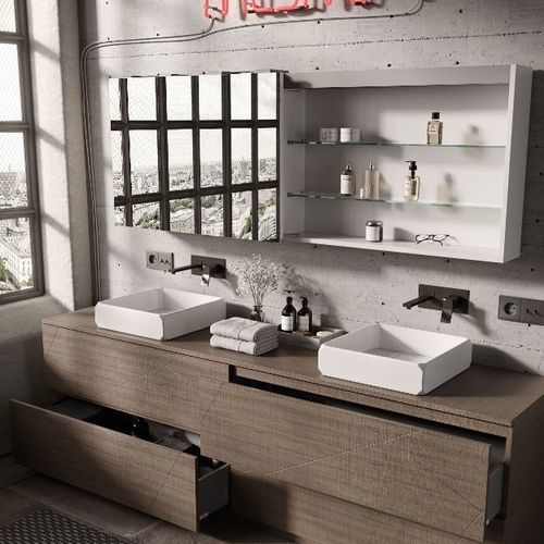 Настольная раковина - KEPLERO - MOMA DESIGN - из Solid Surface / двойная / прямоугольная