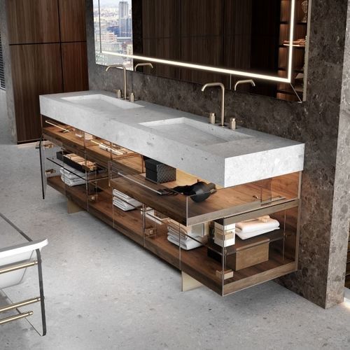 Двойная тумба под умывальник - ELEGANCE  - MOMA DESIGN - настенная / напольная / из дерева