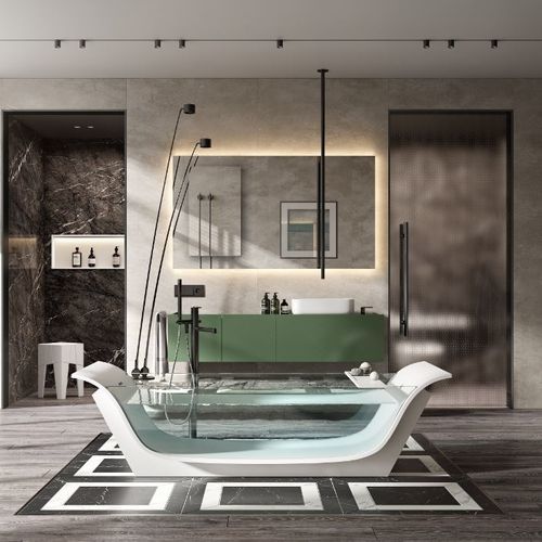 Отдельностоящая ванна - CHAISE LONGUE VITRE - MOMA DESIGN - для жилых зданий / из Corian® / из стекла
