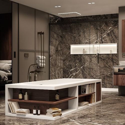 Отдельностоящая ванна - IVORY TUB  - MOMA DESIGN - для жилых зданий / из Corian® / из орехового дерева
