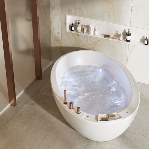 Овальная ванна - ELITECHNIC - MOMA DESIGN - островная / для жилых зданий / из Solid Surface