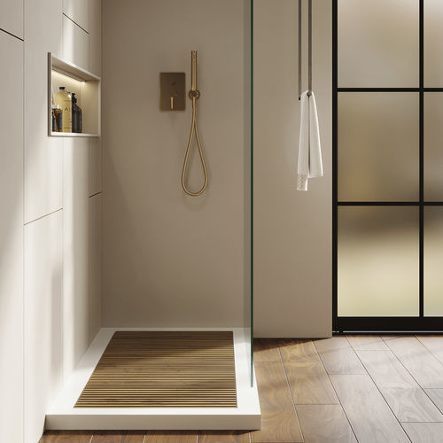 Прямоугольный душевой поддон - ONE SHOWER - MOMA DESIGN - приподнятый / из дерева / противоскользящий