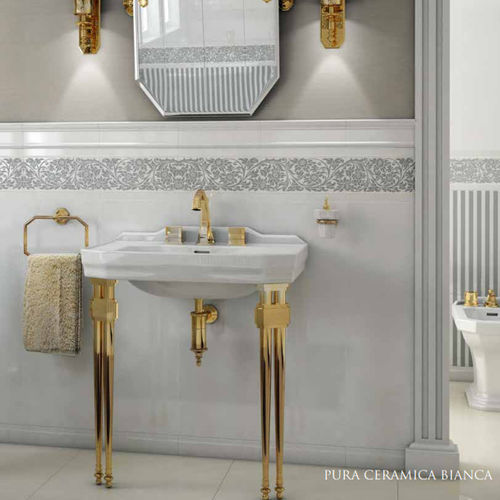Раковина на ножках - PURA CERAMICA BIANCA - PETRACER'S CERAMICS - из керамики / из нержавеющей стали / прямоугольная
