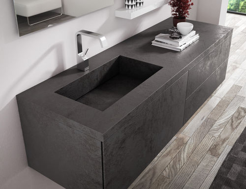 Подвесная тумба под умывальник - LOUNGE LAM: 40 / 161 - PROGETTOBAGNO - из керамики / современная / с выдвижными ящиками