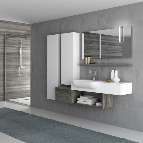 Подвесная тумба под умывальник - ZEUS: 50 / 220  - PROGETTOBAGNO - из дерева / из Solid Surface / современная