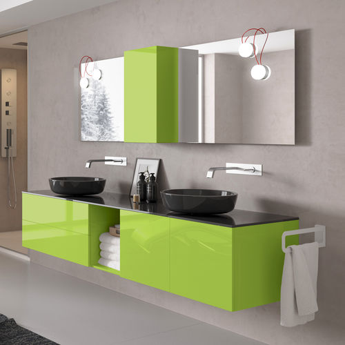 Двойная тумба под умывальник - LOUNGE + ROUND 40 / 190 - PROGETTOBAGNO - подвесная / из стекла / современная
