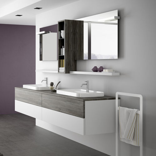 Двойная тумба под умывальник - LOUNGE SLIM: 40 / 200 - PROGETTOBAGNO - подвесная / из ламината / из керамики