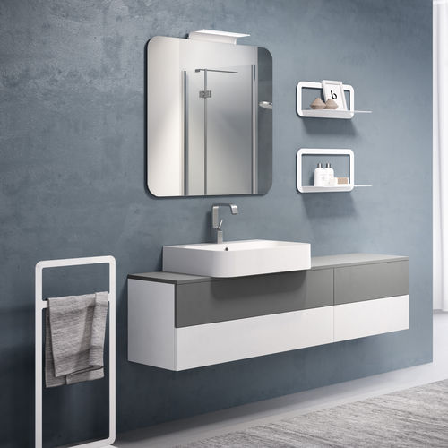 Подвесная тумба под умывальник - LOUNGE SLIM: 40 / 150 - PROGETTOBAGNO - из керамики / современная / с выдвижными ящиками