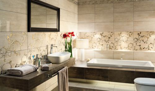 Плитка из керамики - TRAVIATA BEIGE - TUBADZIN - глянцевая / для интерьера / для ванной комнаты