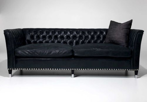 Классический диван - FLORENCE - ORIOR BY DESIGN LTD - из кожи / черный / 3 места