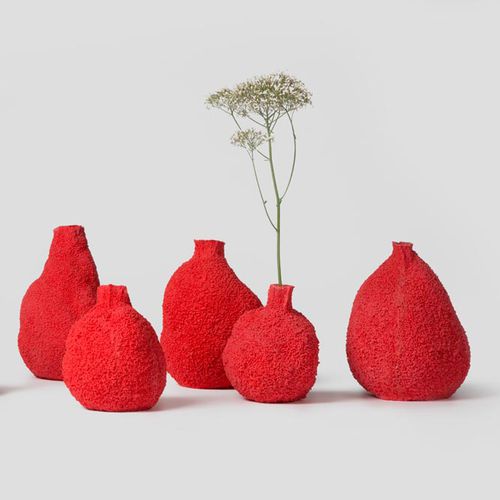 Ваза уникальный дизайн - ELSE CORAL - PCM DESIGN - из полимера / красная