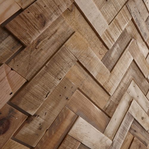 Облицовочная пластина для интерьера - Herringbone Salvaged Pine - WONDERWALL STUDIOS - из дерева / приклеиваемая / для нового основания