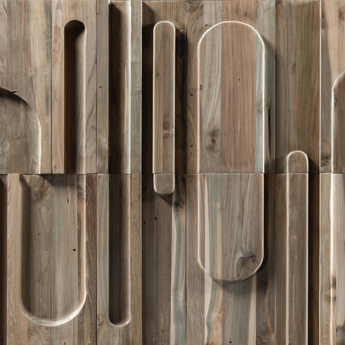 Настенная декоративная панель - Tubes Teak - WONDERWALL STUDIOS - для внутренней компоновки / для настила / из переработанного тикового дерева