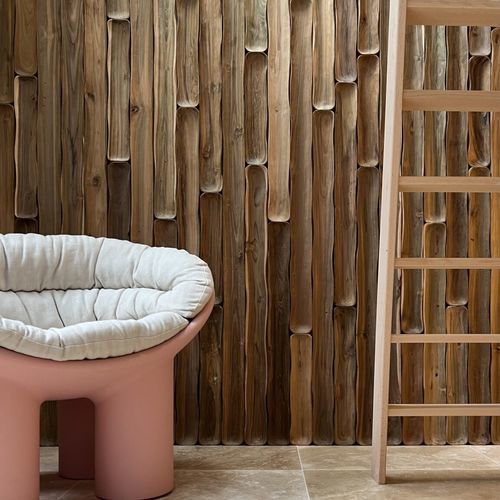 Настенная декоративная панель - Wicker Teak - WONDERWALL STUDIOS - для внутренней компоновки / для настила / из переработанного тикового дерева