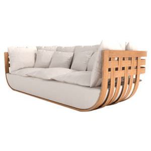 Диван уникальный дизайн - BASKET - PLATO - серый / из тикового дерева / 3 места