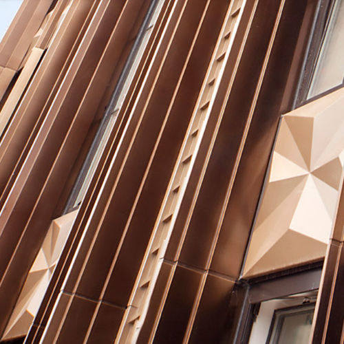 Облицовочная пластина из алюминия - DURANIZE BRONZE VIBRATION - POHL Metal Systems GmbH - для наружного применения / современная / полированная