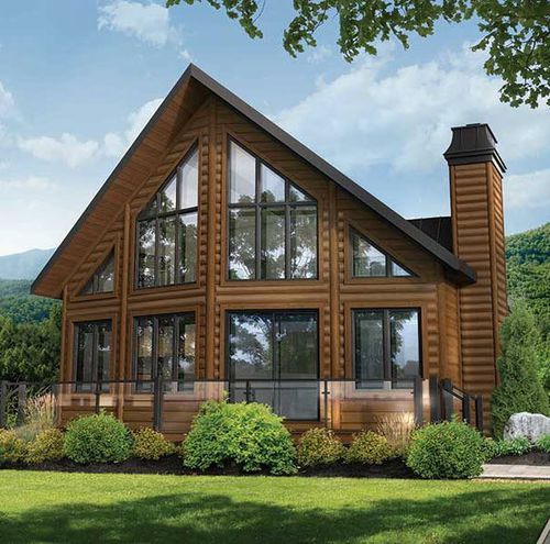 Дом из штабелированного массивного лесоматериала - Kelowna - TIMBER BLOCK  - экологический / классический / двухэтажный