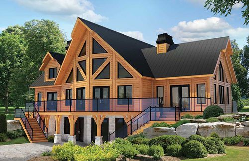 Дом из штабелированного массивного лесоматериала - Denver - TIMBER BLOCK  - экологический / классический / двухэтажный
