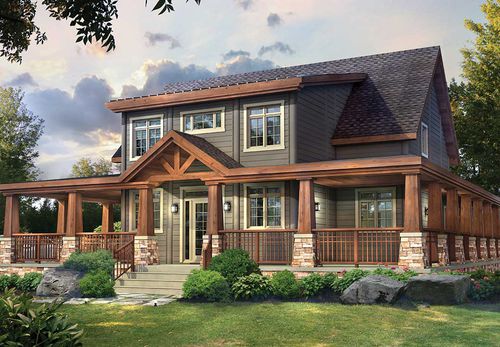 Дом из штабелированного массивного лесоматериала - Stoneham - TIMBER BLOCK  - экологический / современный / двухэтажный