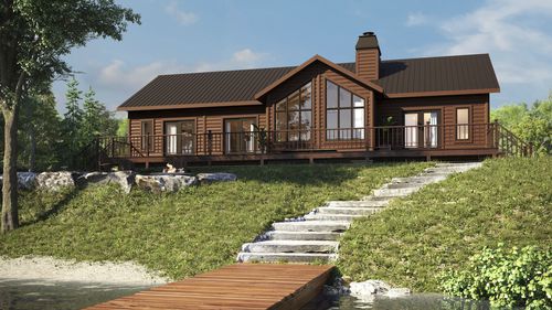 Дом из штабелированного лесоматериала - Newton - TIMBER BLOCK  - современный / с террасой / MOB