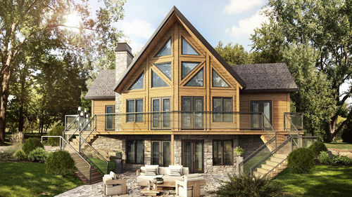 Дом из штабелированного массивного лесоматериала - Dakota - TIMBER BLOCK  - экологический / классический / двухэтажный