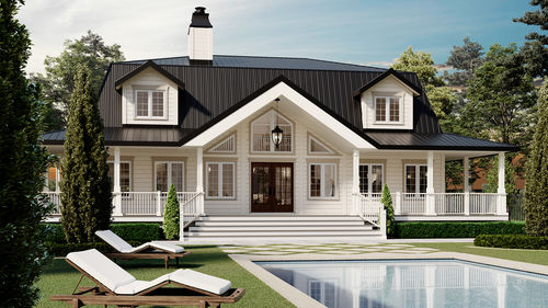 Дом из штабелированного массивного лесоматериала - Charleston - TIMBER BLOCK  - экологический / классический / MOB
