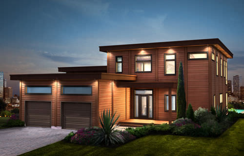 Дом из штабелированного массивного лесоматериала - Sierra Vista - TIMBER BLOCK  - экологический / современный / двухэтажный