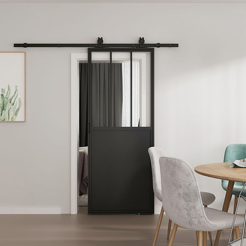 Дверь для интерьера - BARIO - DESIGN-MAT - из закаленного стекла / из стали / раздвижная