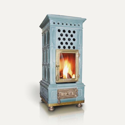 Печь-камин на пеллетах - VOLUTAMENTE PELLET - LA CASTELLAMONTE Stufe di Ceramica - 5 кВ...10 кВ / отдельностоящая / с 3 поверхностями