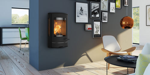 Печь-камин на дровах - LIVA 8 G - LOTUS Heating Systems A/S - настенная / с 3 поверхностями / современная