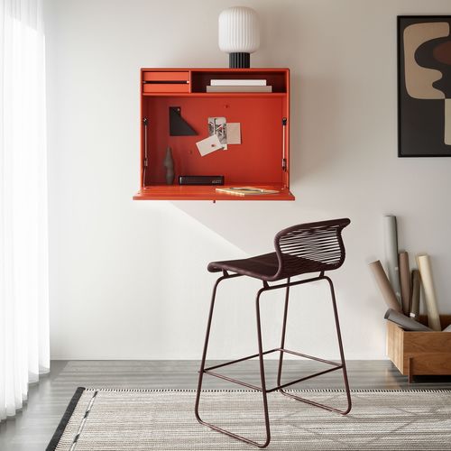 Современный секретарский стол - STUDIO - Montana Furniture - из лакированной МДФ / со встроенным ящиком / настенный