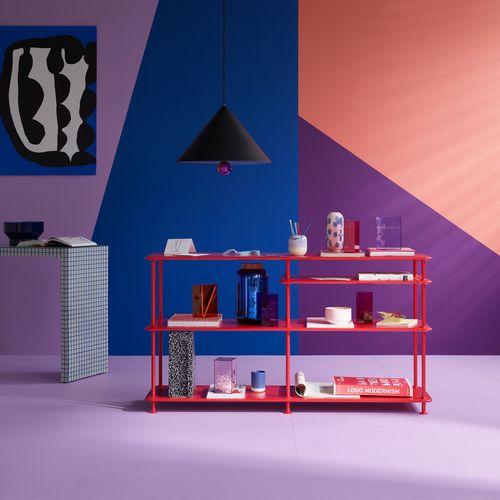 Современный стеллаж - 220100 - Montana Furniture - из лакированной МДФ / из лакированного металла / белый