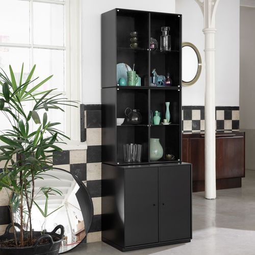 Современный шкаф-витрина - RISE - Montana Furniture - отдельно стоящий / из лакированной МДФ / с дверью